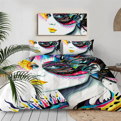 Image of Girl Face By Pixie Cold Art Bedding Set - Beddingify