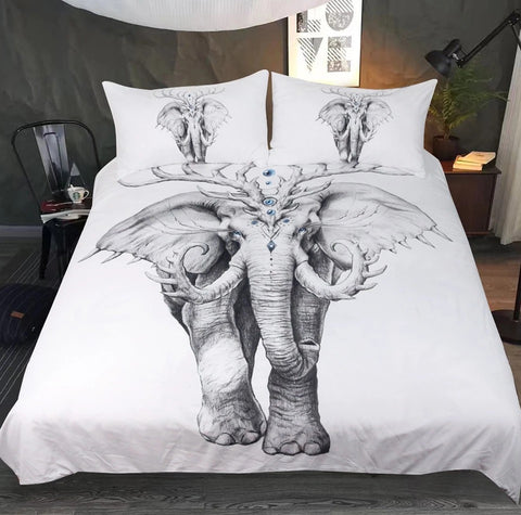 Image of White Elephant By JoJoesArt Bedding Set - Beddingify