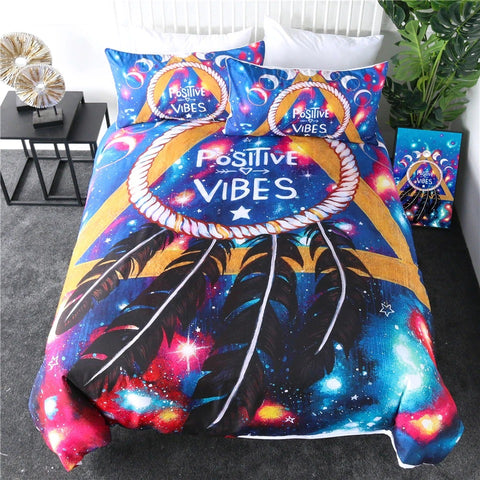 Image of Positive Vibes By Pixie Cold Art Bedding Set - Beddingify