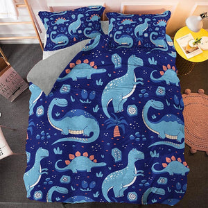 Icy Dinosaurs Blue Bedding Set - Beddingify