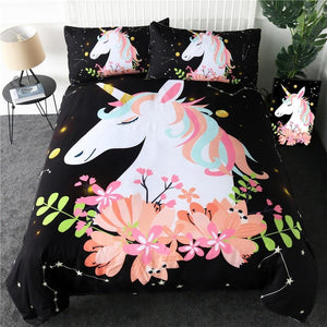 Pink Flower Unicorn Bedding Set - Beddingify