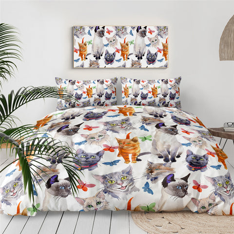 Image of Butterfly Cat Bedding Set for Kids - Beddingify
