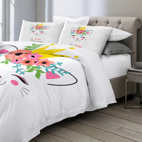 Image of Cat Eyelashes Bedding Set for Kids - Beddingify