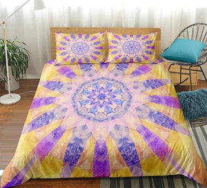 Yellow Purple Decorative Dreamy Mandala Bedding Set - Beddingify