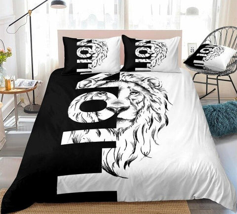 Image of Cool Lion and Letters Bedding Set - Beddingify