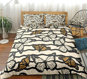 White Yellow Butterfly Bedding Set - Beddingify
