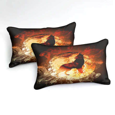 Image of Flam-Background Howling Wolf  Bedding Set - Beddingify