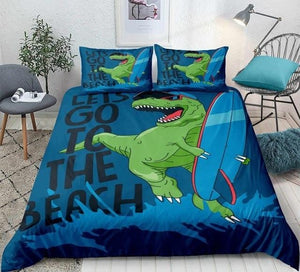 Dinosaur Surfing Bedding Set - Beddingify