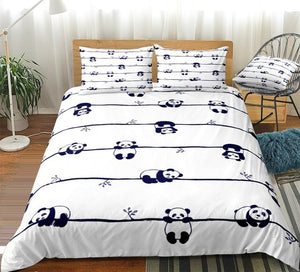 Cute Little Panda in Different Poses Bedding Set - Beddingify