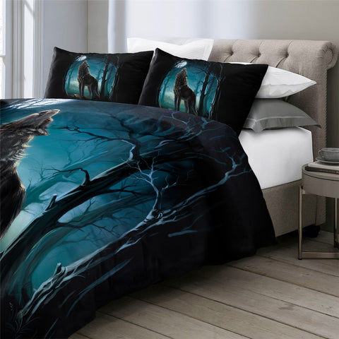 Image of Forest Night Wolf Bedding Set - Beddingify