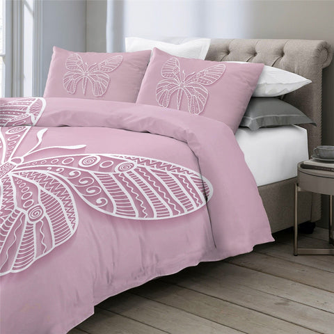 Image of Pink Butterfly Bedding Set - Beddingify