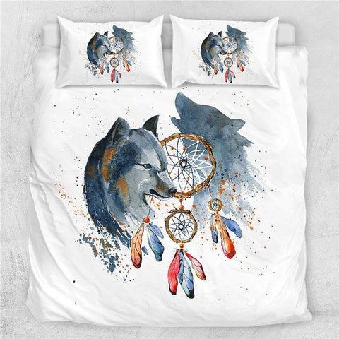 Image of Dream Catcher Howling Wolf Bedding Set - Beddingify