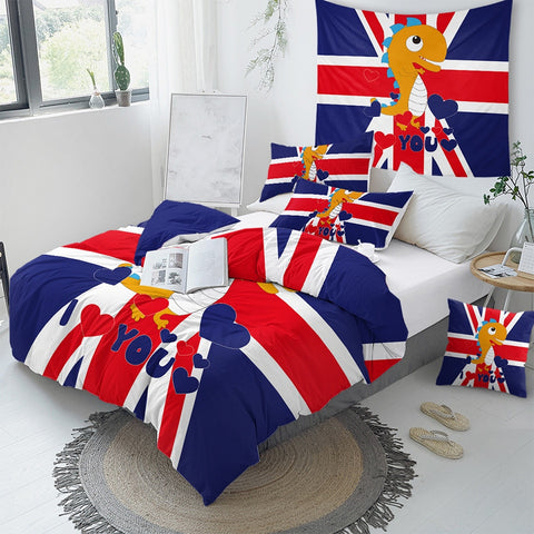 Image of British Flag Dinosaur Bedding Set - Beddingify