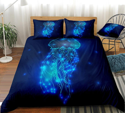 Image of Dark Blue Jellyfish Bedding Set - Beddingify