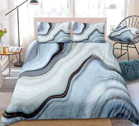 Image of Black Blue Marble Bedding Set - Beddingify