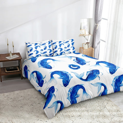 Image of Blue Fishes Bedding Set - Beddingify