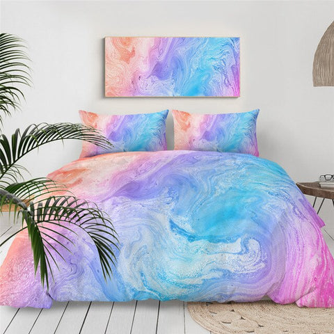Image of Blue Pink Pastel Bedding Set - Beddingify