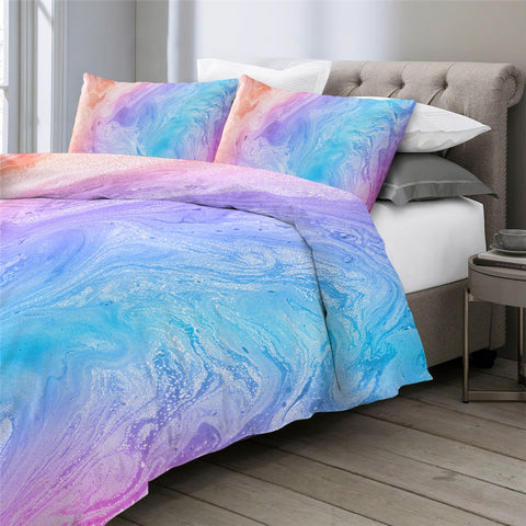 Image of Blue Pink Pastel Bedding Set - Beddingify