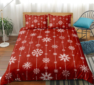 Snowflake Red Christmas Bedding Set - Beddingify
