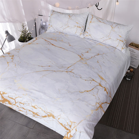 Image of Gold and White Marble Bedding Set - Beddingify