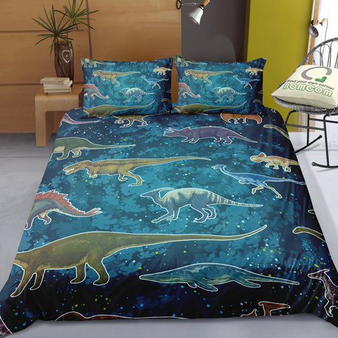 Image of Blue Dinosaur Themed Comforter Set - Beddingify