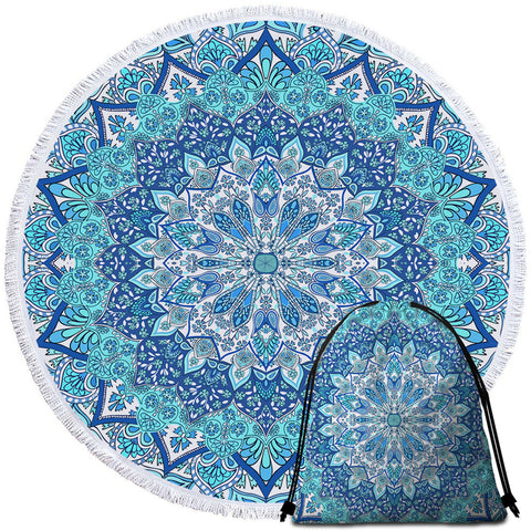 Image of Mandala Wheel Cool Round Beach Towel Set - Beddingify