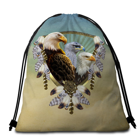 Image of An Aerie Of Eagles Round Beach Towel Set - Beddingify