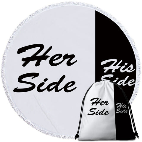 Image of Her Side His Side Round Beach Towel Set - Beddingify