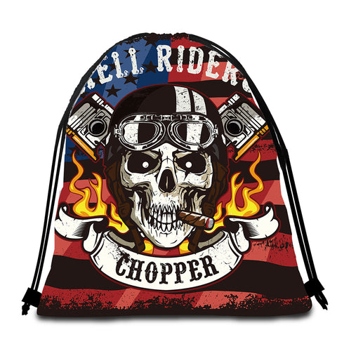 Image of Hell Rider Chopper Round Beach Towel Set - Beddingify