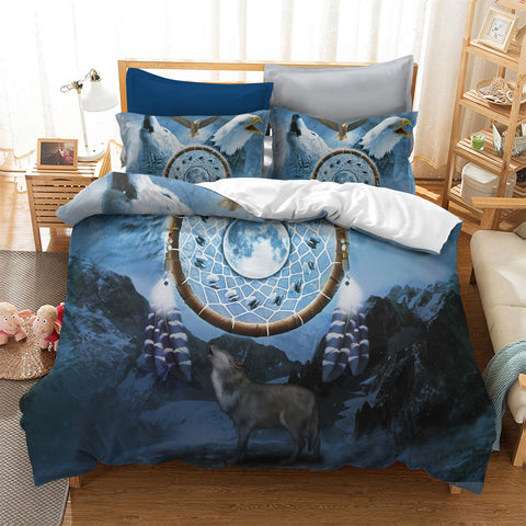 Image of Dreamcathcer Eagle and Wolf Bedding Set - Beddingify