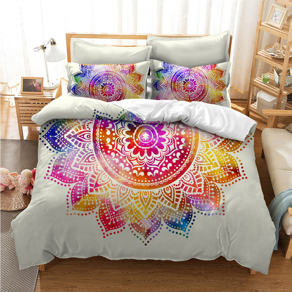 Mutilcolor Lotus Mandala Pattern Bedding Set - Beddingify