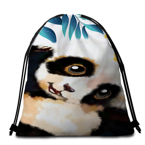Image of Cute Panda Cub Round Beach Towel Set - Beddingify