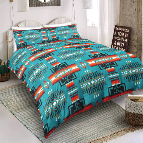 Image of Blue Western Pattern Bedding Set - Beddingify