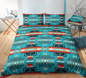 Blue Western Pattern Bedding Set - Beddingify