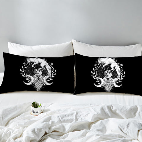 Image of Ethereal Fox Cosmic B&W Pillowcase