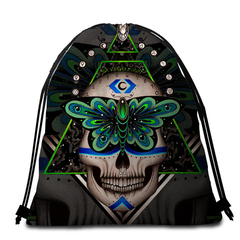 Image of Mystical Skull Round Beach Towel Set - Beddingify