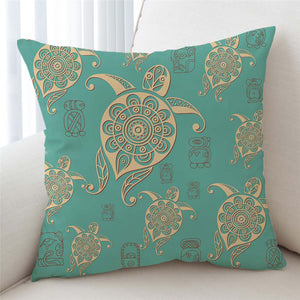 Stylized Golden Turtle Jade Cushion Cover - Beddingify