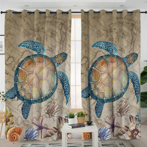 Seabed Turtle 2 Panel Curtains