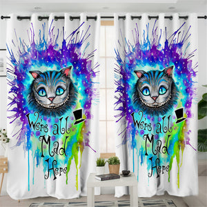 We All Mad Here Cat 2 Panel Curtains