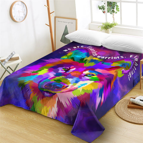 Image of Multicolor Wolf Flat Sheet - Beddingify