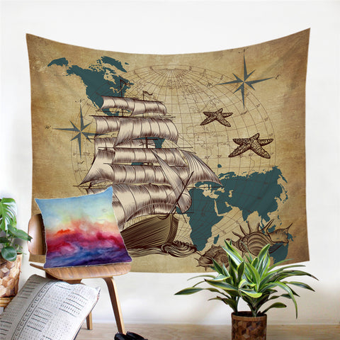 Image of Sailing Ship Tapestry - Beddingify