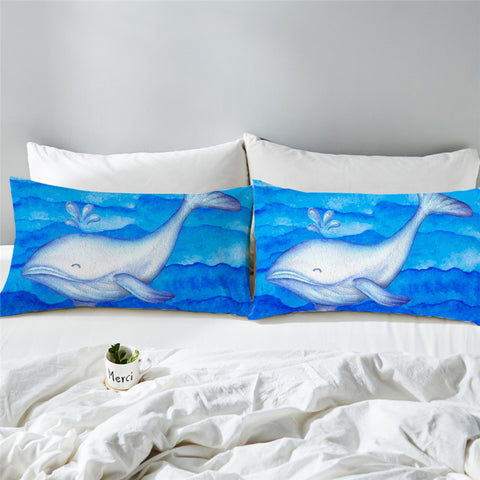 Image of White Whale Blue Pillowcase