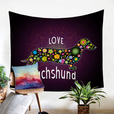 Image of Love Dachshund Tapestry - Beddingify