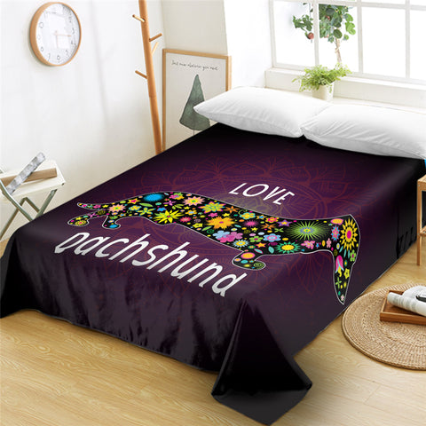 Image of Love Dachshund Flat Sheet - Beddingify