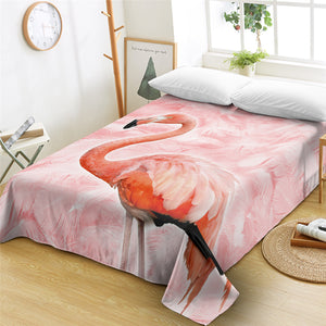 Feathery Flamingo Flat Sheet - Beddingify