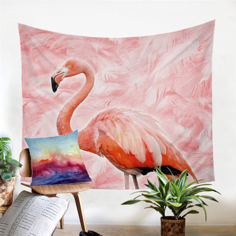 Image of Feathery Flamingo Tapestry - Beddingify
