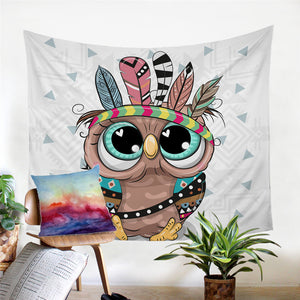 Cute Tribal Owl Tapestry - Beddingify