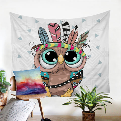 Image of Cute Tribal Owl Tapestry - Beddingify