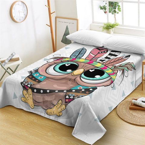 Image of Cute Tribal Owl Flat Sheet - Beddingify