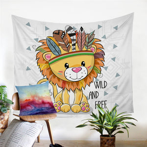 Cute Tribal Lion Tapestry - Beddingify
